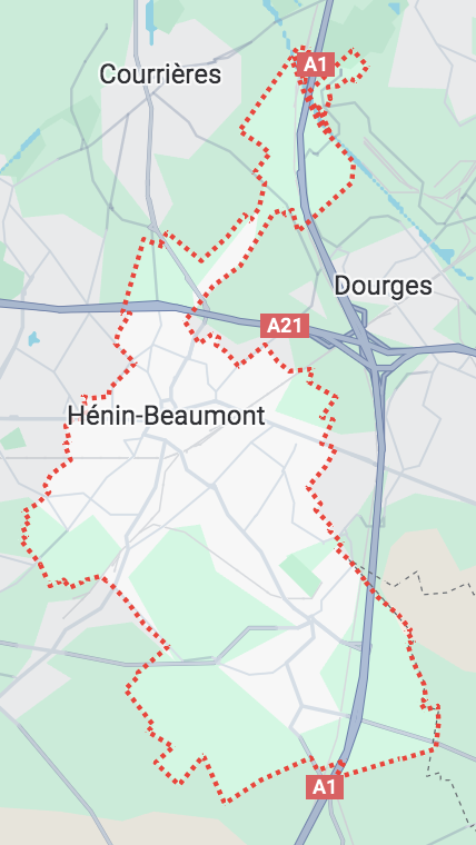 Carte GoogleMaps de la commune de Hénin-Beaumont (62110)