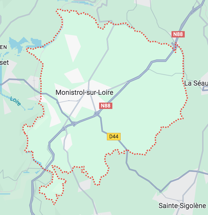 Carte GoogleMaps de la commune de Monistrol (43120)